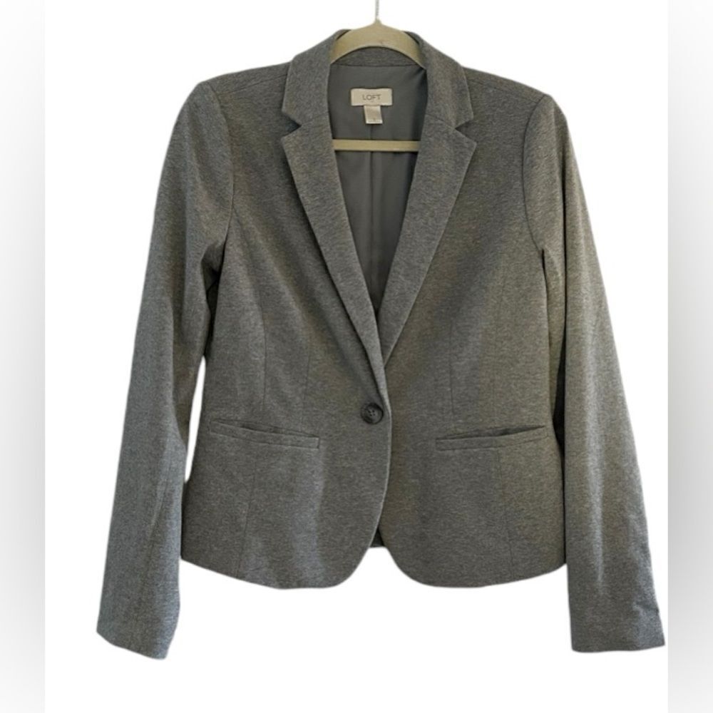 LOFT Blazer Size Small Gray Cotton Spandex Lined